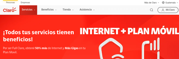 Claro Guatemala website