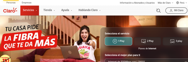 Claro Peru website