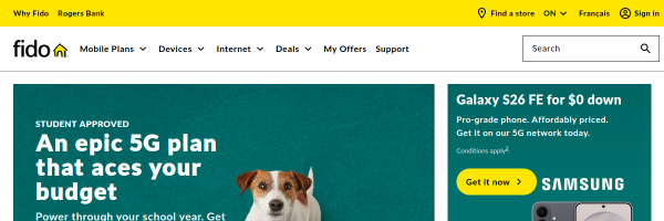 Fido Canada website