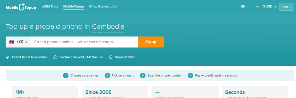 MobileTopup.com Cambodia top-up page