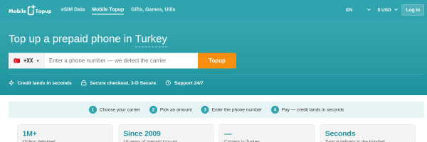 MobileTopup.com Turkey top-up page