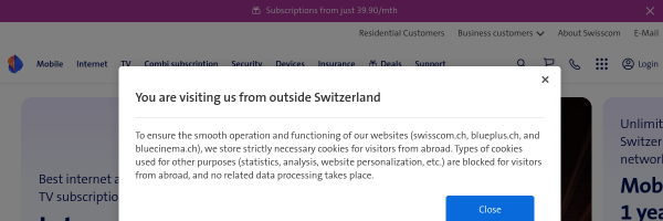 Swisscom Switzerland website