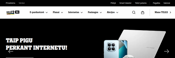 Tele2 Lithuania website