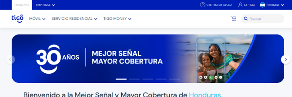 Tigo Honduras website