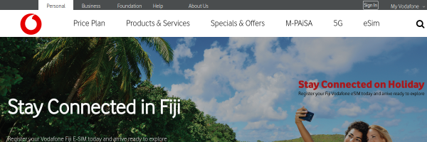 Vodafone Fiji website