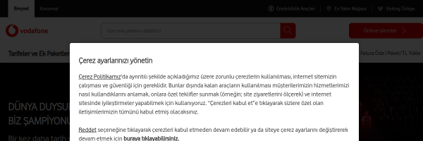 Vodafone Turkey website