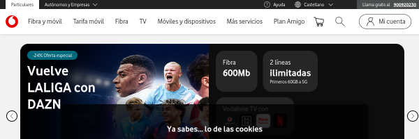 Vodafone Spain website