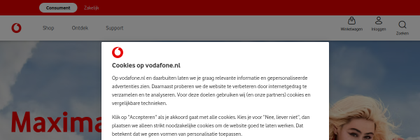 Vodafone Netherlands website