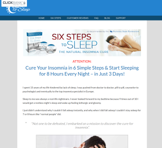 Cure Insomnia - Six Steps To Sleep                                             