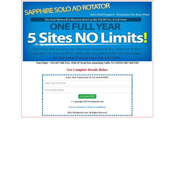 [ Run Your 5 Solo Ads For ONE Full Year ] Promote Affiliate Links - Change ANYTIME