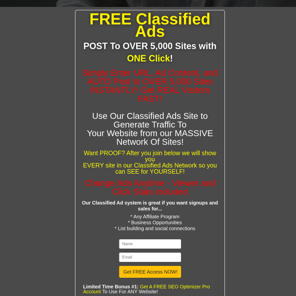 Post to 5,000+ Classified Ad Sites ONE Click - New Multi-Classified Ad Sites and the BEST Part... No