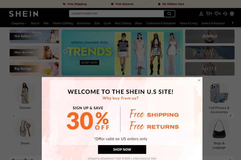 shein us website