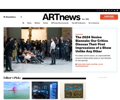 Screenshot of artnews.com