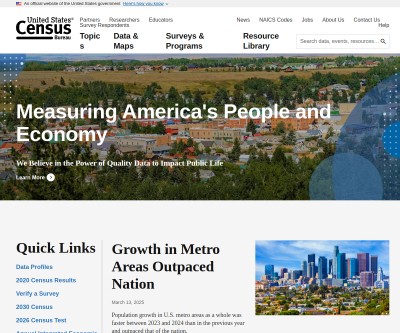 Screenshot of census.gov