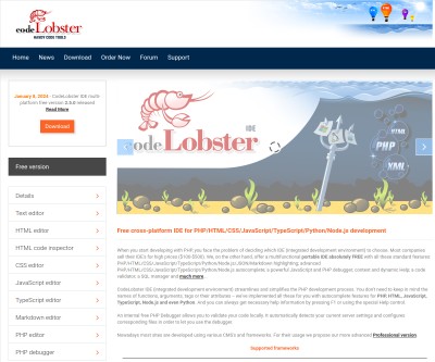 Screenshot of codelobster.com