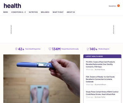 Screenshot of health.com