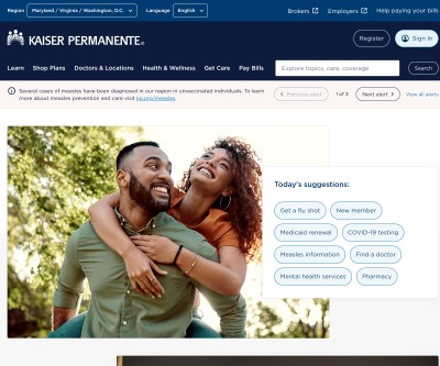 Screenshot of kp.org