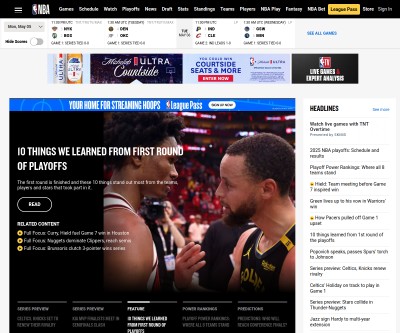 Screenshot of nba.com