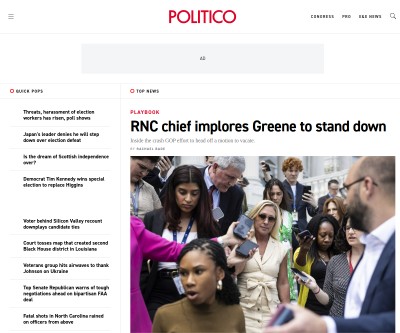 Screenshot of politico.com