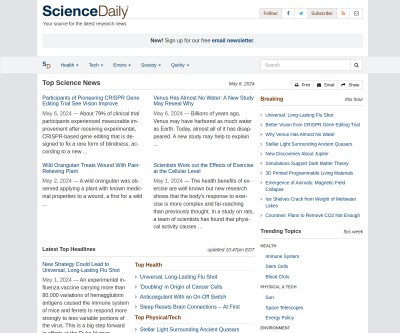Screenshot of sciencedaily.com