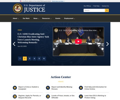 Screenshot of usdoj.gov