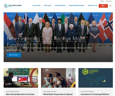 Screenshot of worldbank.org