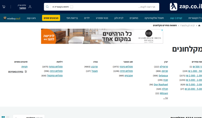 Screenshot of www.zap.co.il
