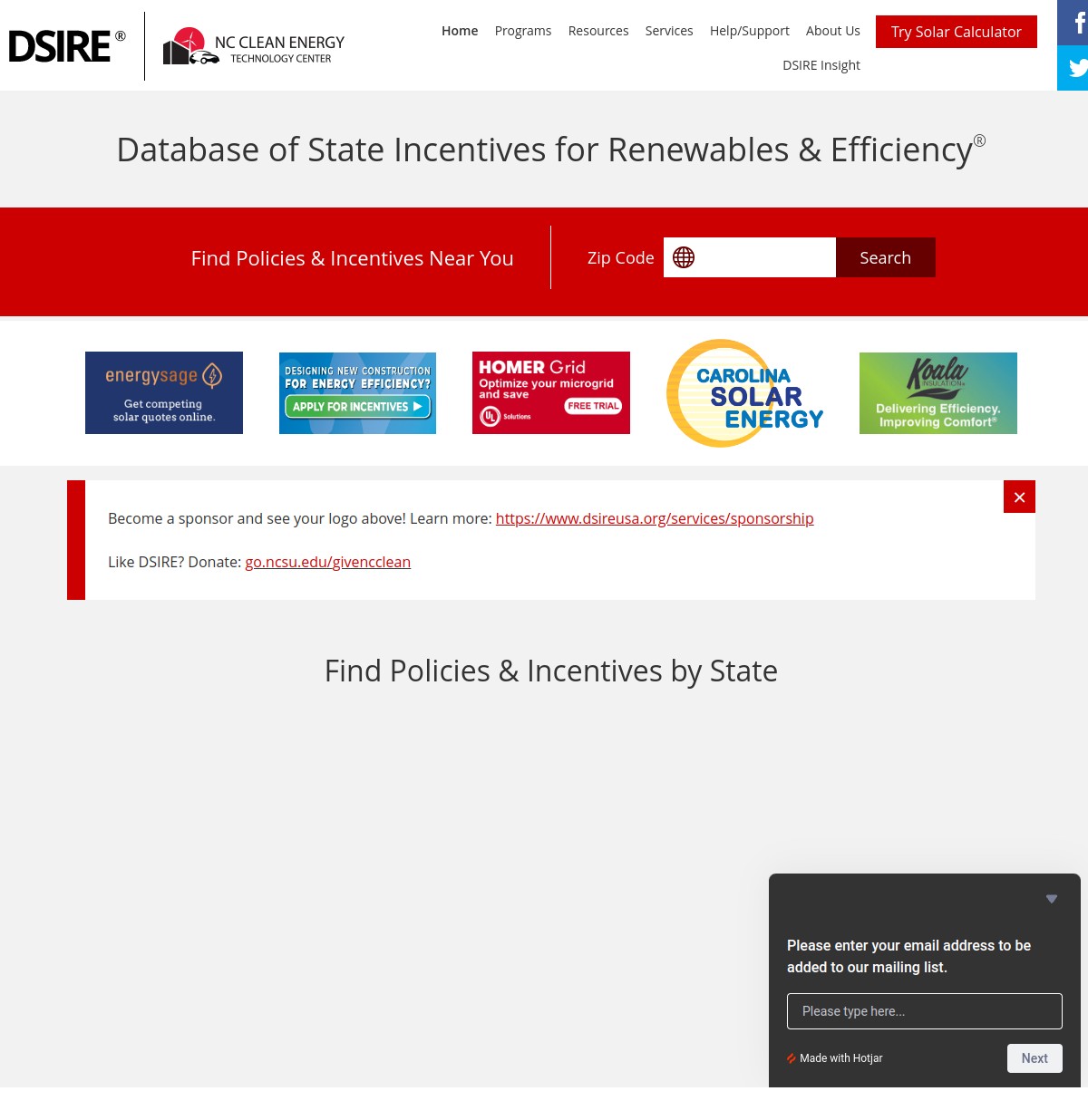 Database of State Incentives for Renewables & Efficiency