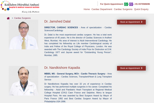 Cardiac Surgeon at Kokilaben Hospital Mumbai
