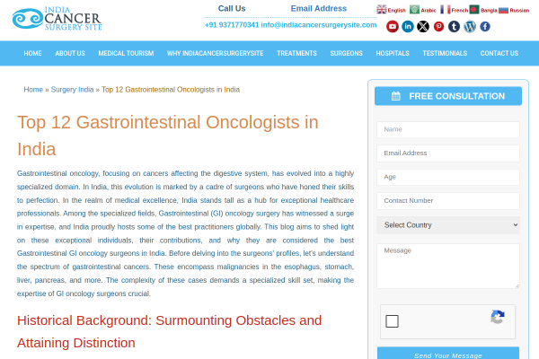 Top 10 Gastro Onco Doctors in India