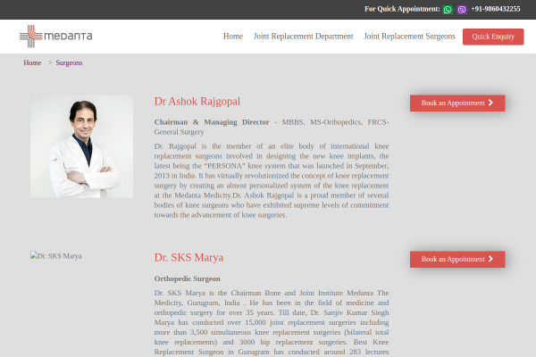 Best Orthopedic Surgery Doctor in Medanta Delhi