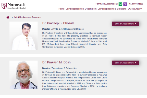 Top Knee Replacement Surgeon at Nanavati hospital