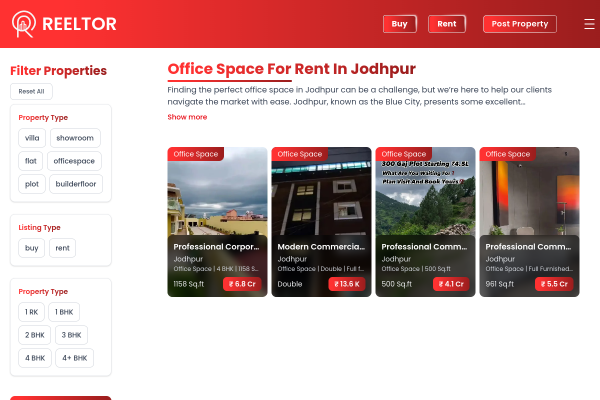 Find a perfect office space for rent in Jodhpur