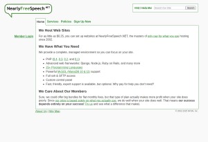 capture d'écran du site Nearly Free Speech