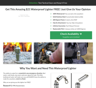 Free Waterproof Lighter Converts 13.66 Percent - Survival Life                 