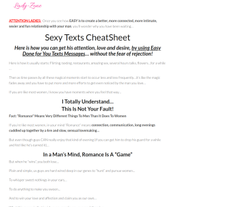 Sexy Texts Cheat Sheet                                                         