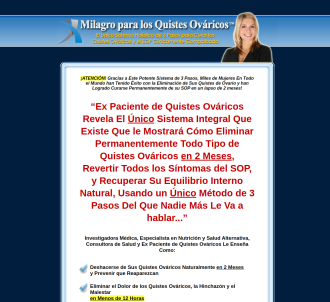 Milagro Para Los Quistes Ováricos(tm): Ovarian Miracle(tm) In Spanish!         