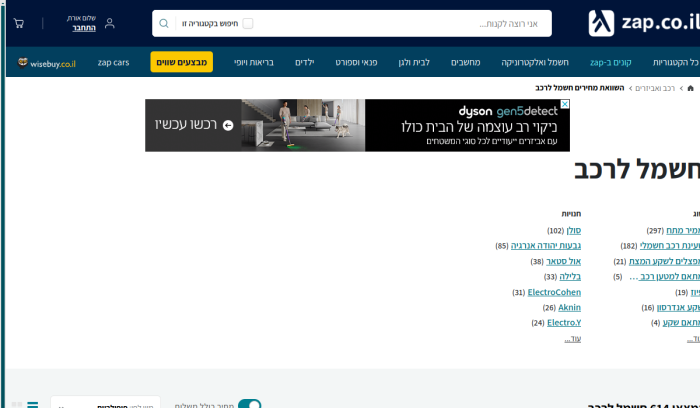 Screenshot of www.zap.co.il
