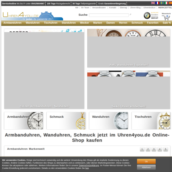 Screenshot http://www.uhren4you.de