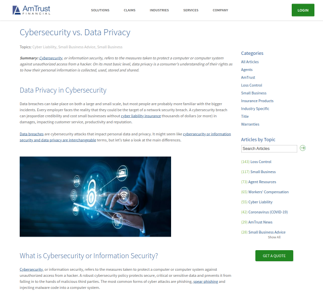 Cybersecurity and Data Privacy