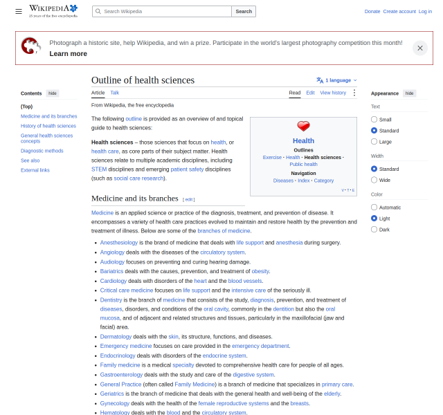 Outline of health sciences