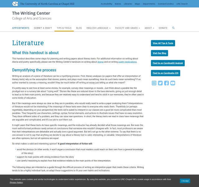 Literature - The Writing Center