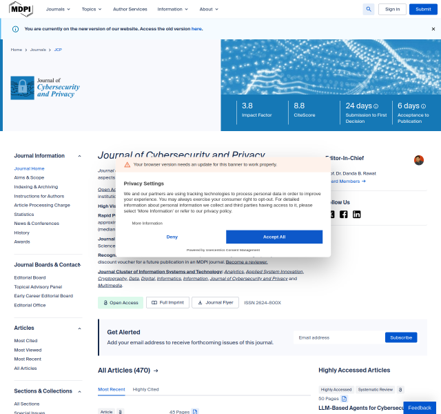 Journal of Cybersecurity and Privacy | Open Access Journal