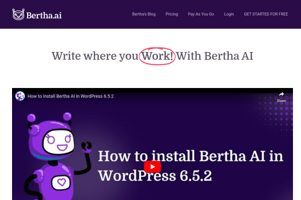 Screenshot of Bertha.ai homepage