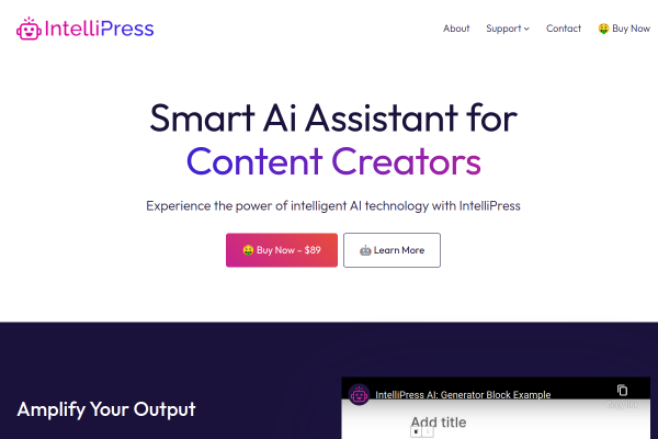 Screenshot of IntelliPress homepage