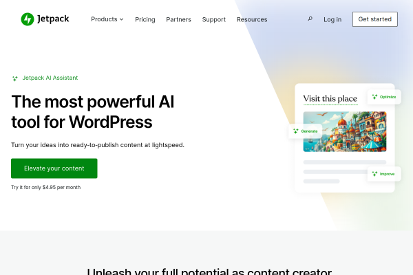 Screenshot of Jetpack AI Assistant homepage