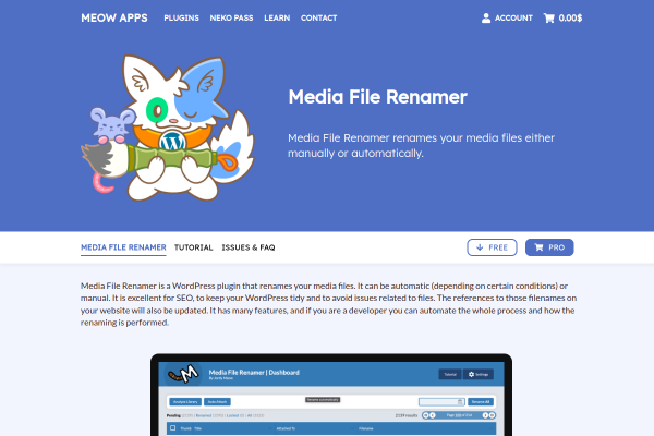Screenshot of Media File Renamer homepage