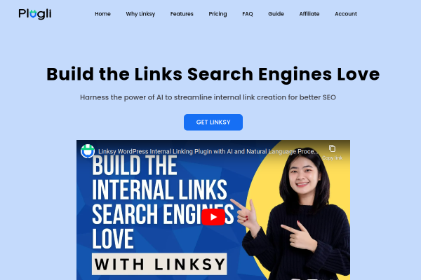 Screenshot of Linksy homepage