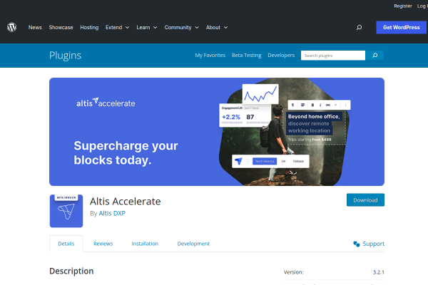 Screenshot of Altis Accelerate homepage