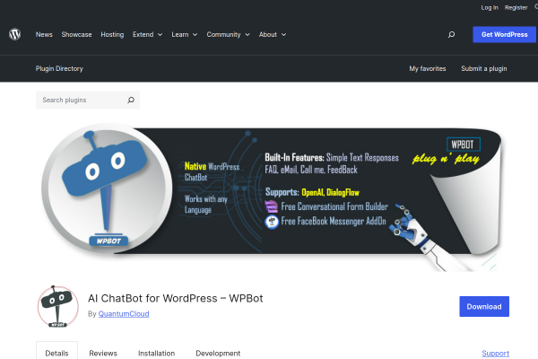 Screenshot of AI ChatBot homepage